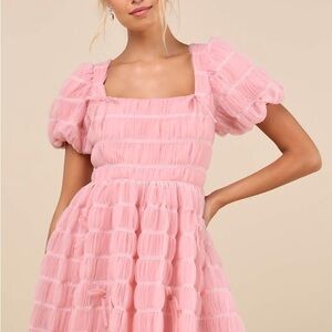 Lulu's Blush Pink Textured Mini Dress